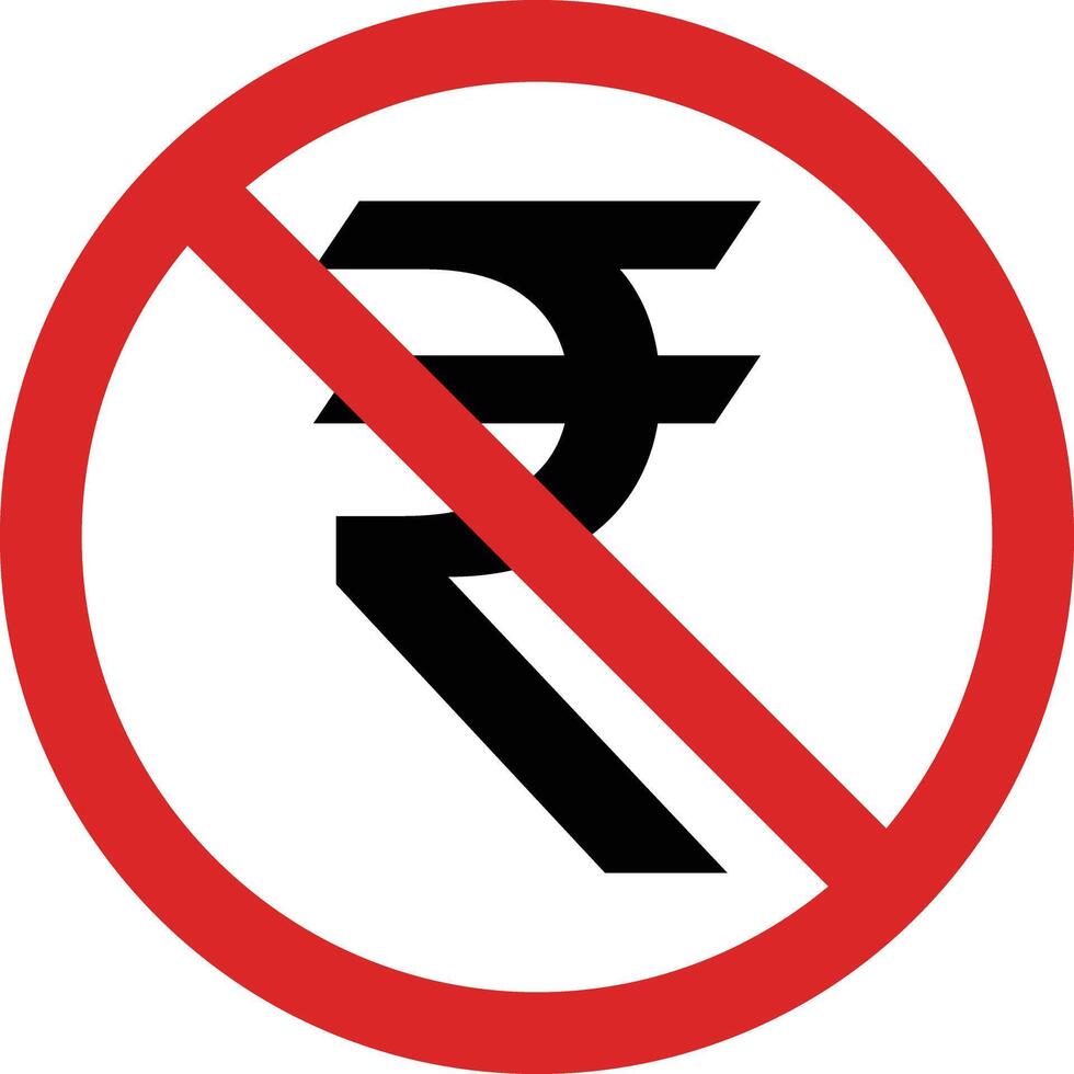 No Rupee sign isolated on white background . No Indian Rupee icon vector