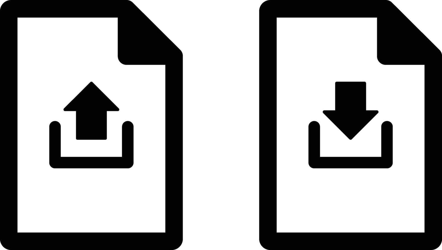 Upload and download document icons . File upload and file download icon vector