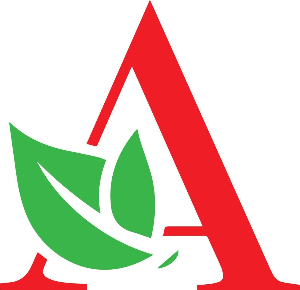 A eco-friendly alphabet logo of A, created for flexible use in t-shirt designs and by various companies. The logo should be modern, clean, and easily adaptable vector