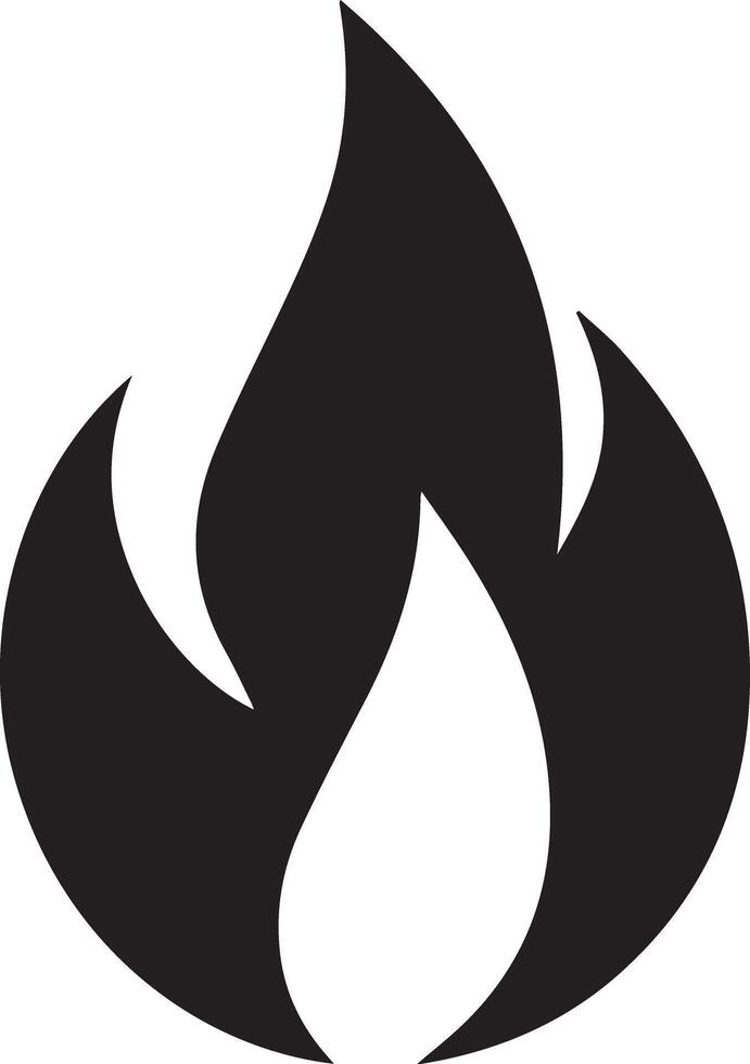 A solid black colored fire flame, designed for multipurpose use. Its clean, minimalistic design makes it versatile for various applications, including logos, icons, and graphic designs vector