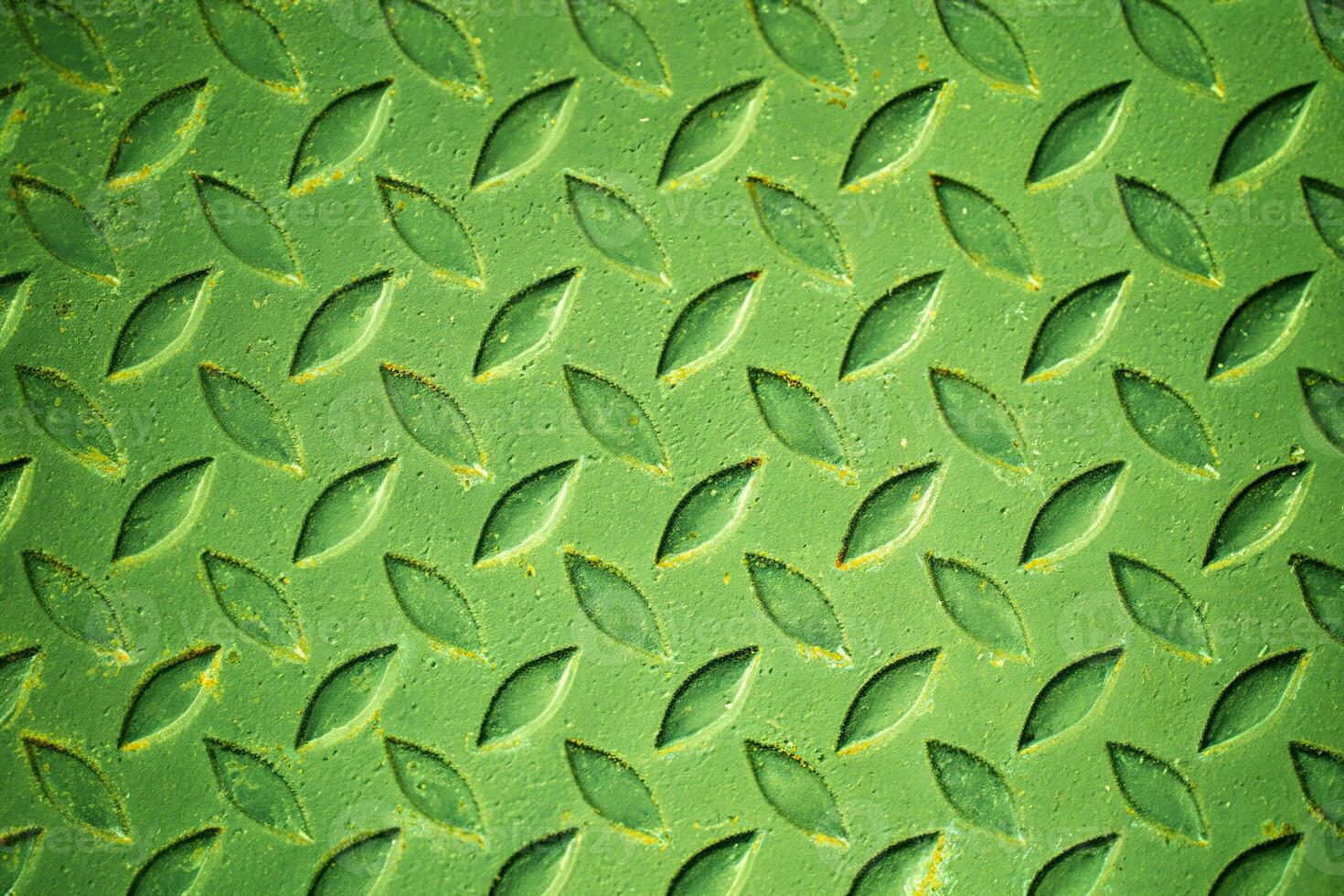 Green Steel Surface with Rust Spots photo