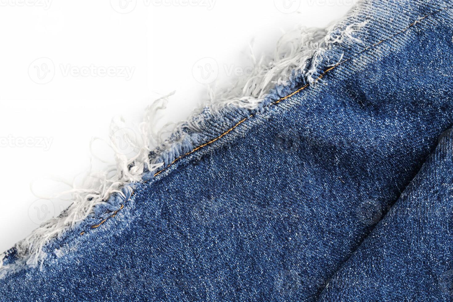 Elegant Blue Denim Jeans on White Background photo