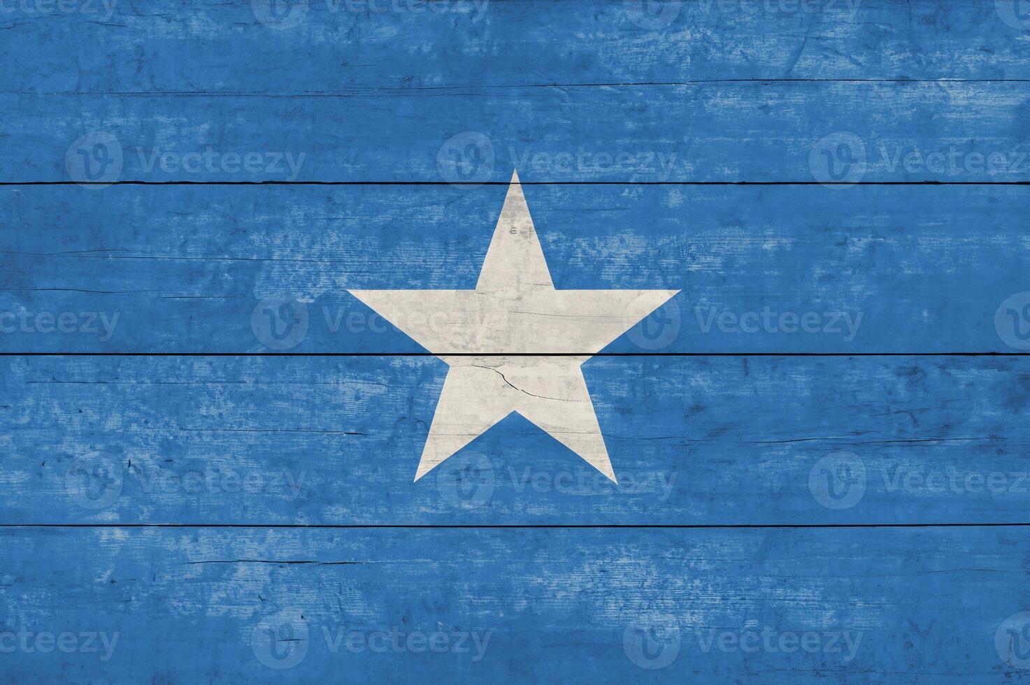 Somalia Flag on Rustic Wooden Background - Grunge Texture photo