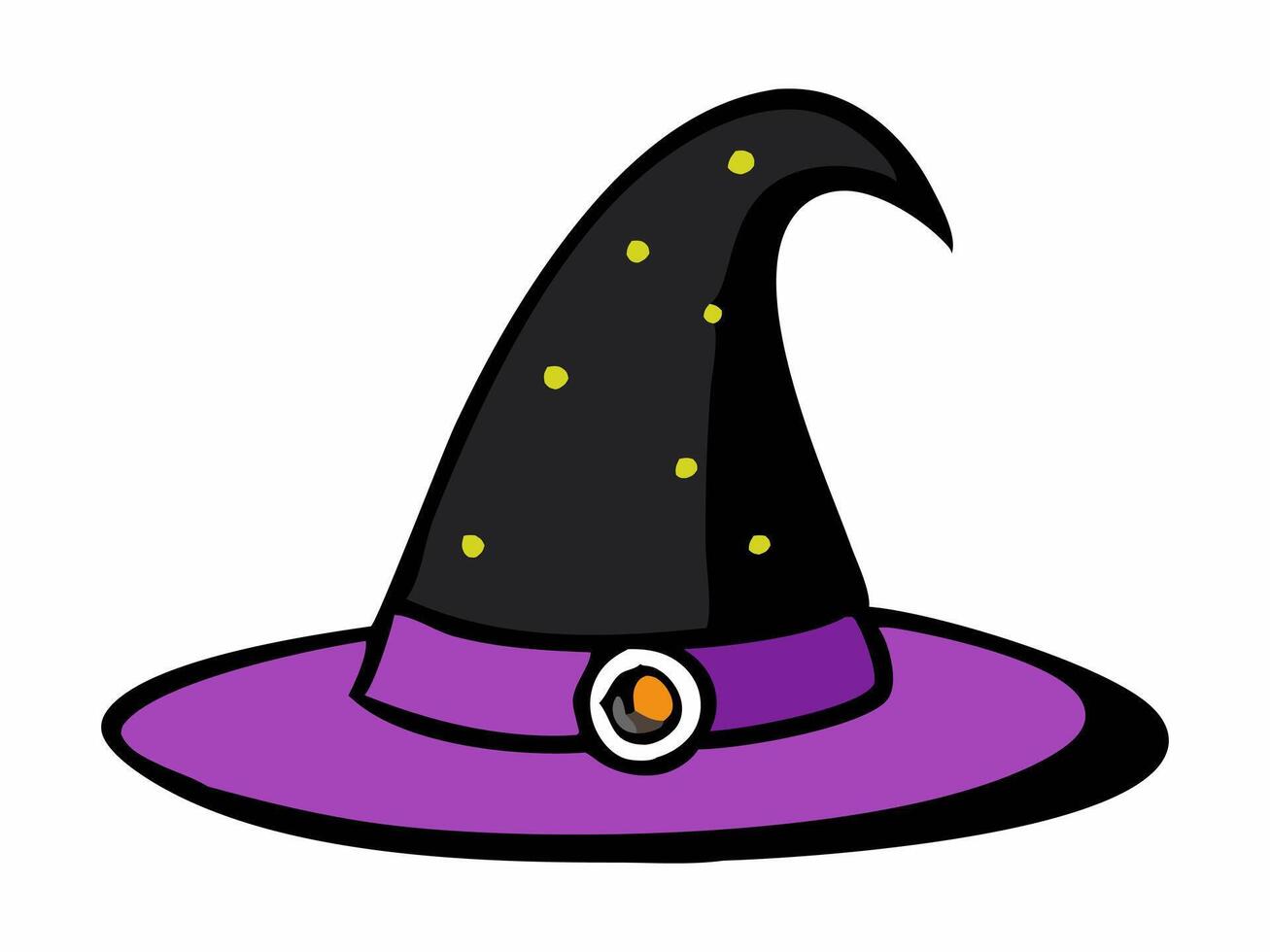 Witch hat isolated on a white background. Wizard pointed hat. Witchcraft Accessory, Halloween vector