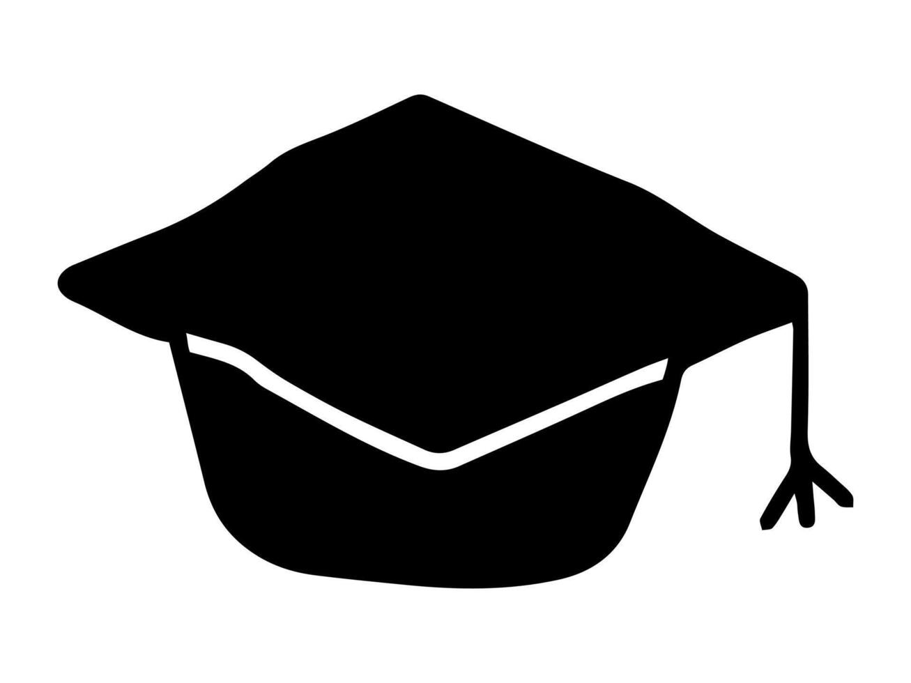 Black silhouette of graduation cap isolated on white background. concept of education, academic achievement, minimalist style, success symbol. vector