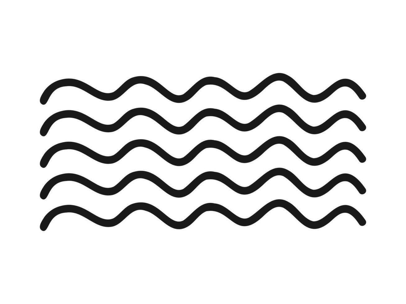 Minimalistic black and white illustration of wavy lines. Isolated on white Concept of water, waves, fluidity, and simplicity in design. Graphic art vector