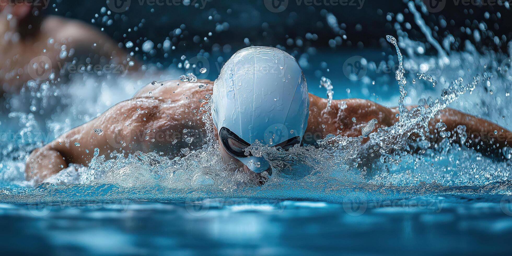 Focused swimmer in action photo