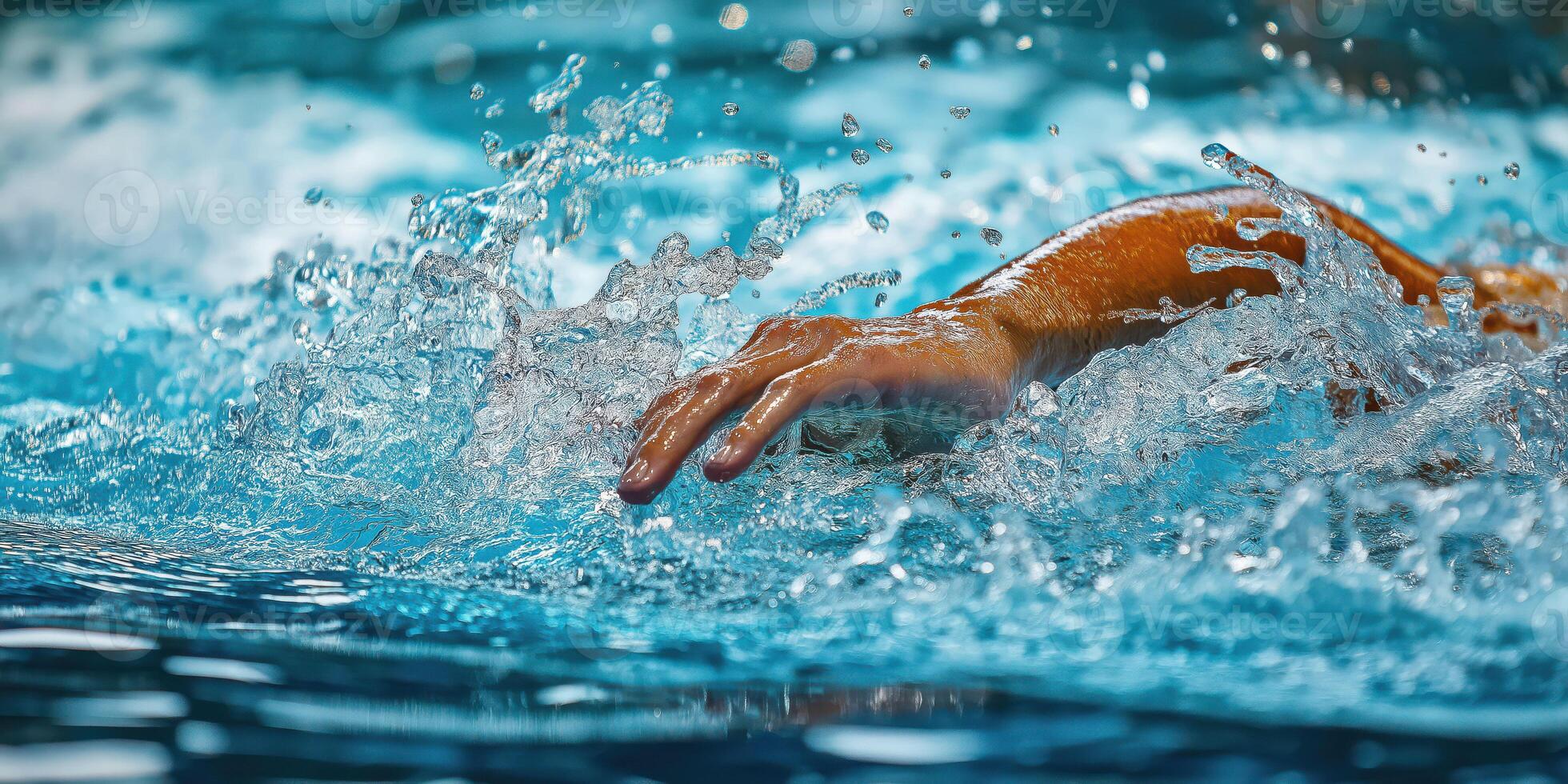 Focused swimmer in action photo