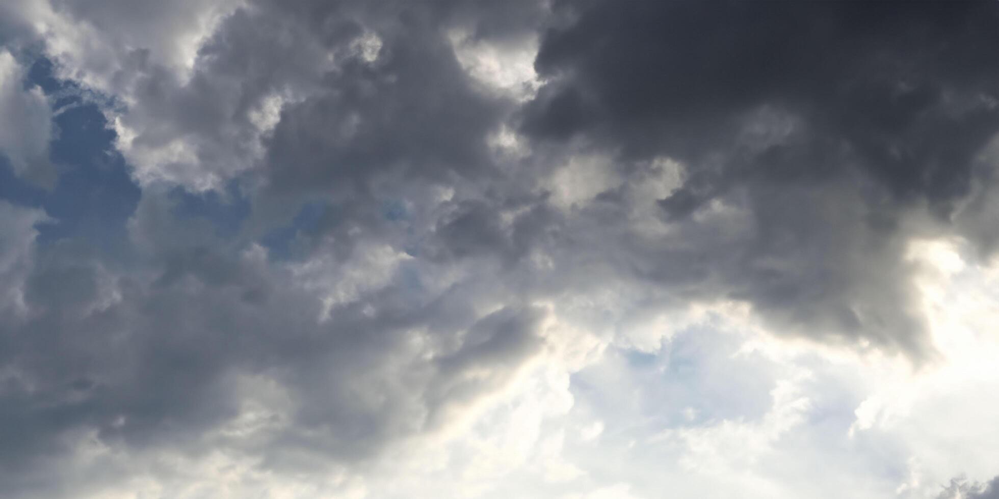 Dramatic storm clouds in a moody sky captured at dusk photo