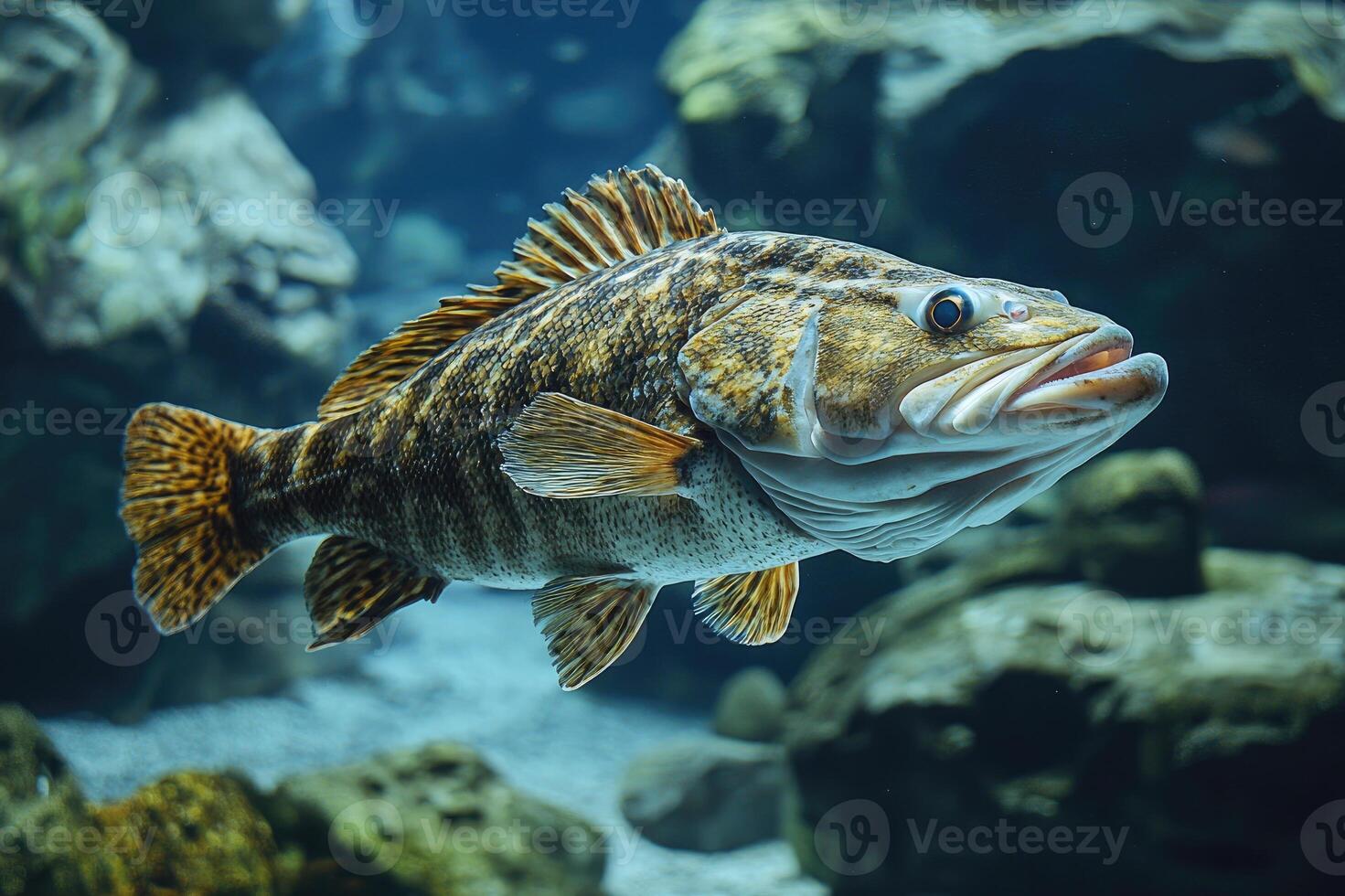 Large blue and silver fish swimming in aquarium photo