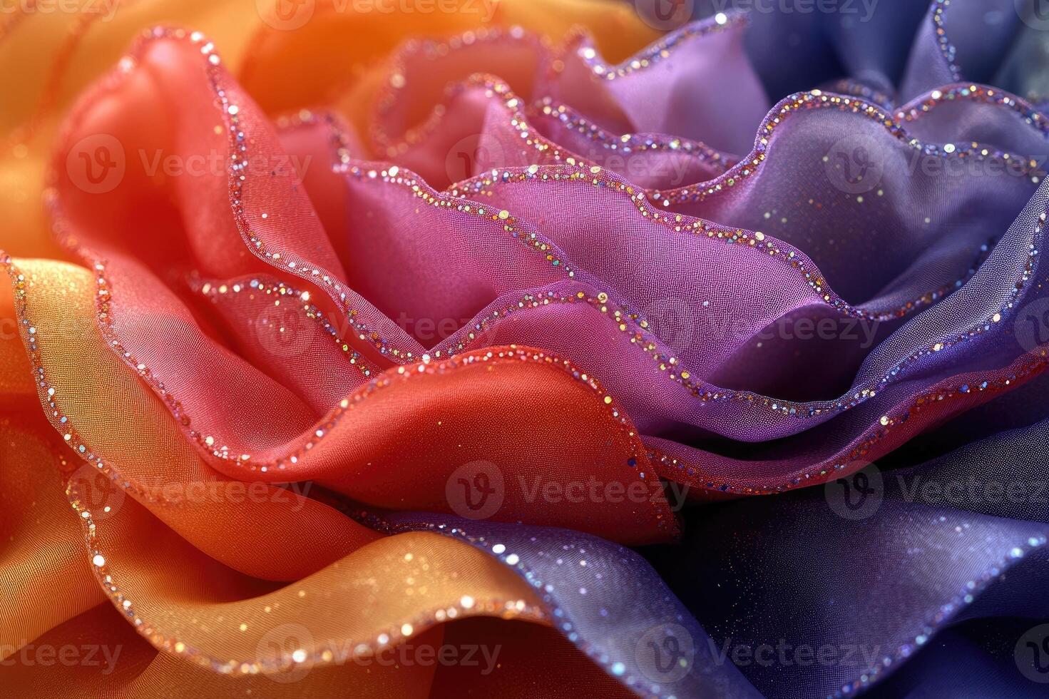 Macro abstract flower made of silk and gemstones sparkling in the light photo