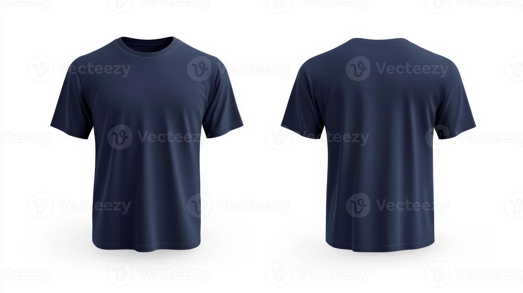 This navy blue tshirt mockup shows detailed front and back views, ideal for casual design projects and retail presentations, serving as a great visual option for promoting apparel designs photo