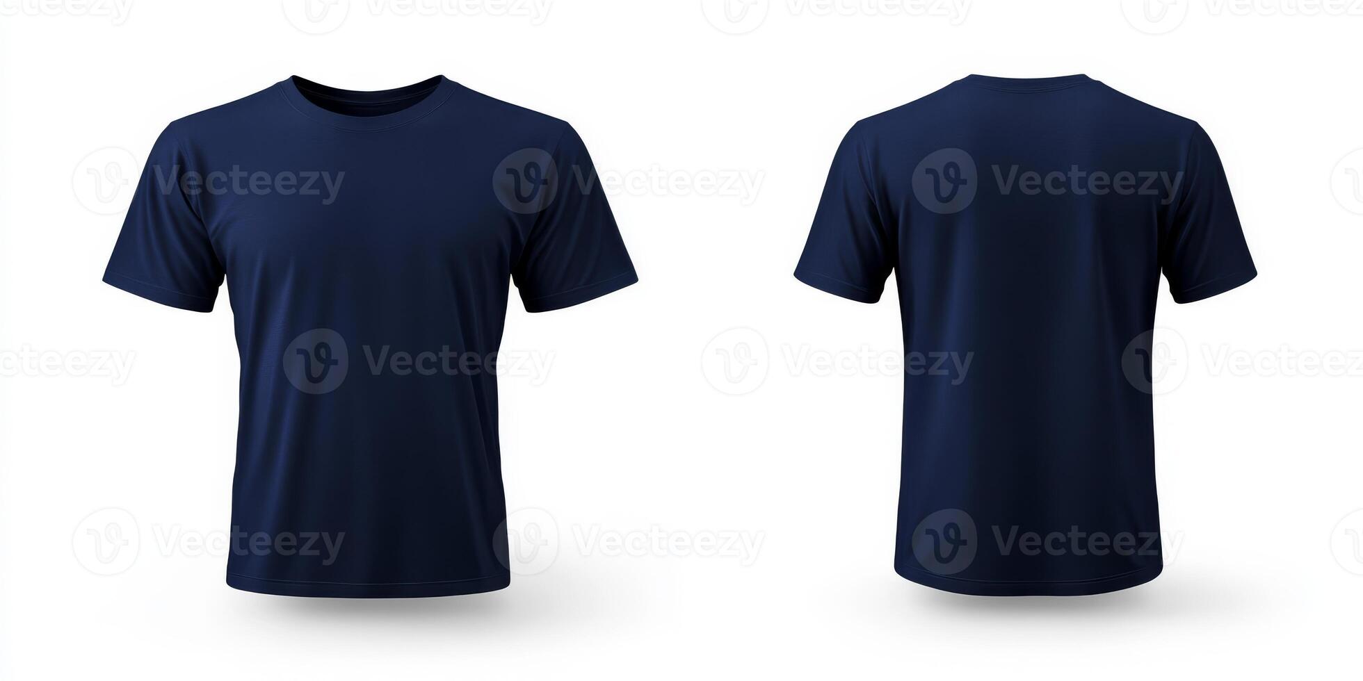 This versatile plain navy blue cotton tshirt mockup is perfectly designed for casual wear and is also an excellent choice for retail advertising, showcasing its potential for various uses photo
