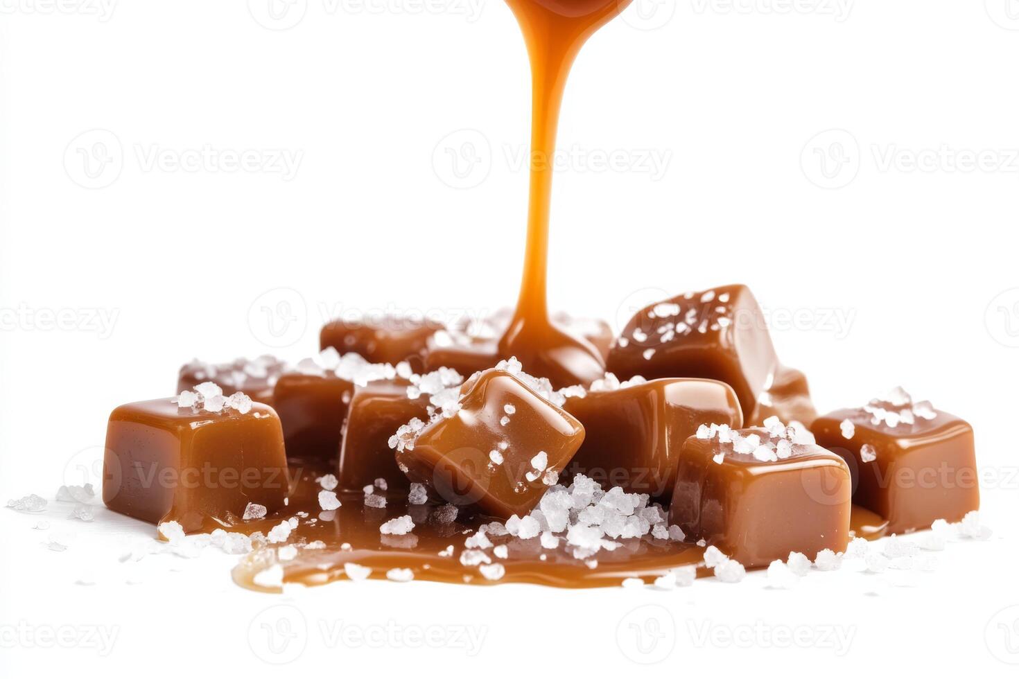 Indulge in these irresistibly chewy salted caramel cubes, elegantly topped with a rich, flowing sauce, making them the perfect delight for any dessert lover who cherishes a sweet experience photo