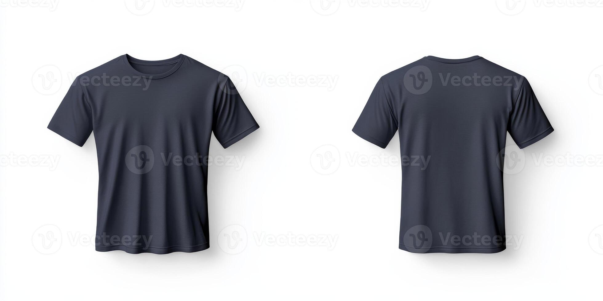 This is a versatile plain navy blue tshirt mockup that effectively showcases both the front and back views, making it perfect for designs related to casual attire and retail advertisements photo