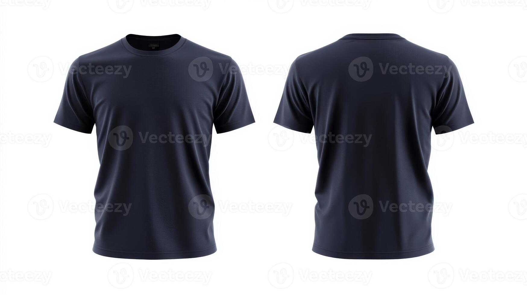 This navy blue tshirt mockup features front and back views and is ideal for casual wear, providing a perfect canvas for fashion branding, advertising campaigns, and retail promotional efforts photo