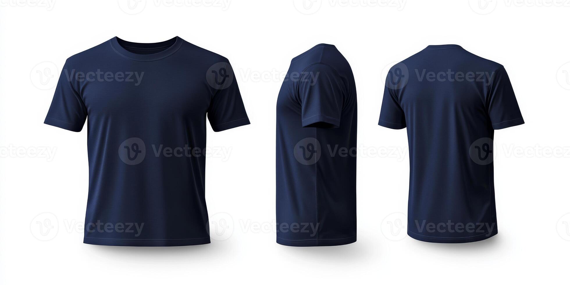 This incredibly versatile navy blue tshirt mockup serves as the ideal choice for showcasing a diverse range of casual designs, making it perfect for both retail display and advertising campaigns photo