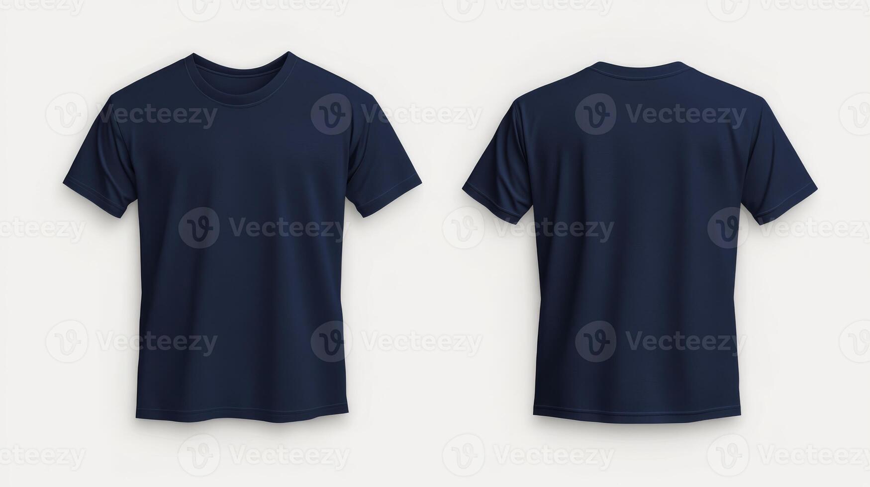 This stylish navy blue tshirt mockup features a casual design, making it ideal for branding purposes or retail display. It showcases both front and back views to highlight its versatility and appeal photo