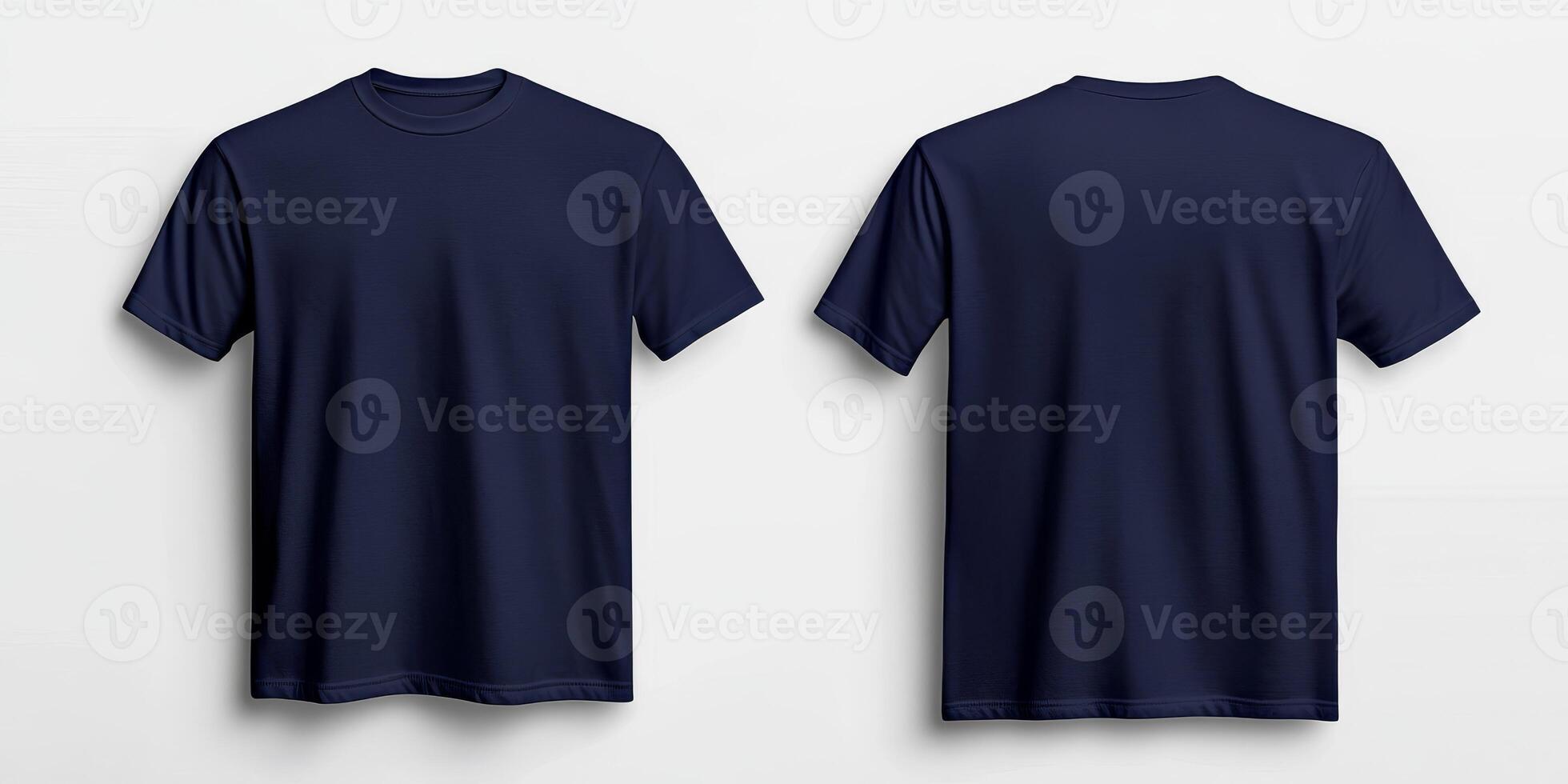 This mockup showcases a trendy and stylish navy blue tshirt that features a clean, plain design, making it an ideal choice for casual everyday wear or effective retail advertisement purposes photo