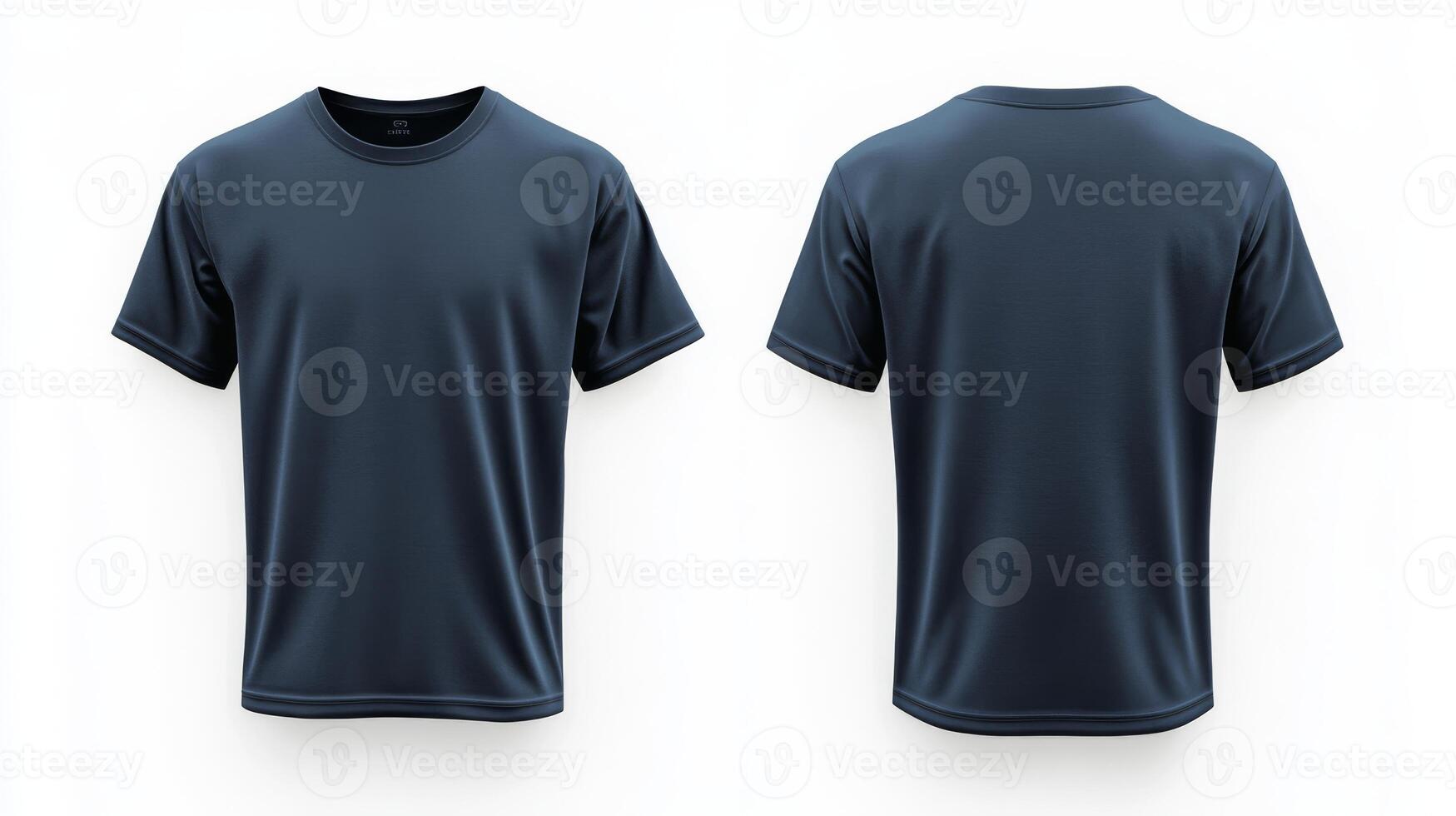 A versatile and stylish plain navy blue tshirt mockup that effectively showcases both front and back views, making it perfect for clothing design, promotional advertising, and retail purposes photo