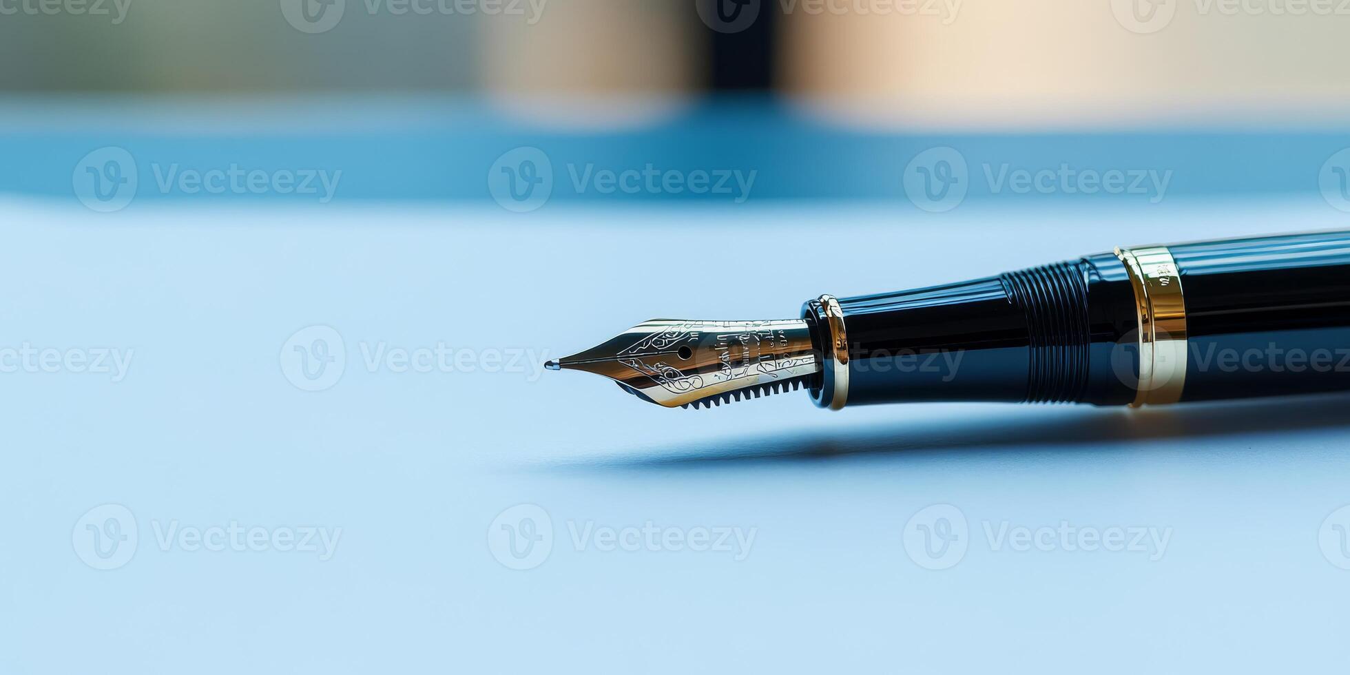 Experience the art of writing with an elegant fountain pen, ideal for brainstorming and capturing business ideas. Elevate your stationery and enhance your writing with this creativityinspiring tool photo