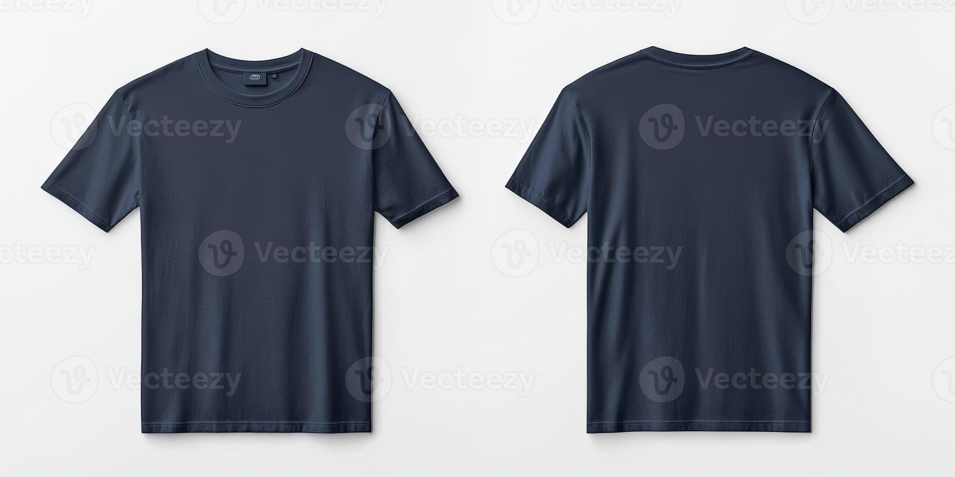 This is a versatile plain navy blue tshirt mockup that features both the front and back views, making it ideal for showcasing casual wear and various apparel designs in an effective way photo