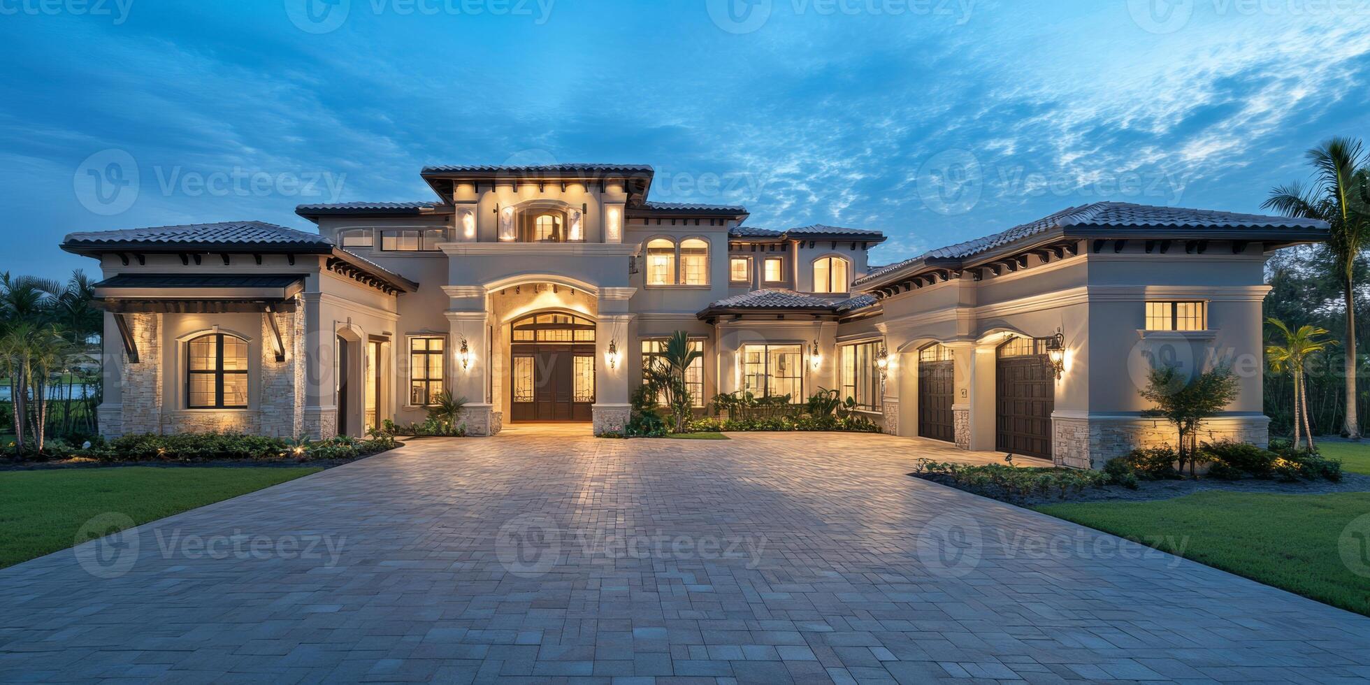 Explore this stunning modern home in vibrant Miami. It features a spacious design, a charming brick driveway, and sophisticated landscaping with beautiful palm trees enhancing the property photo