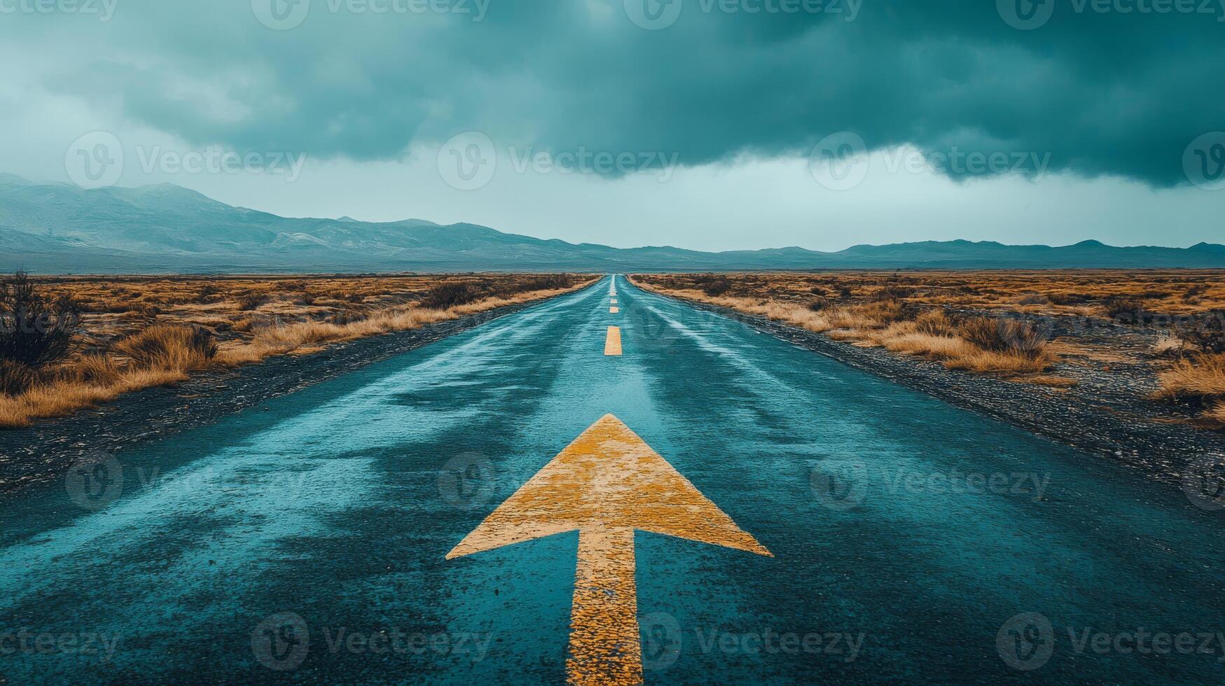 Before me stretches a winding road beneath a vast grey sky, representing not only personal growth, but also the hopeful prospects of a fulfilling future filled with numerous opportunities yet to come photo