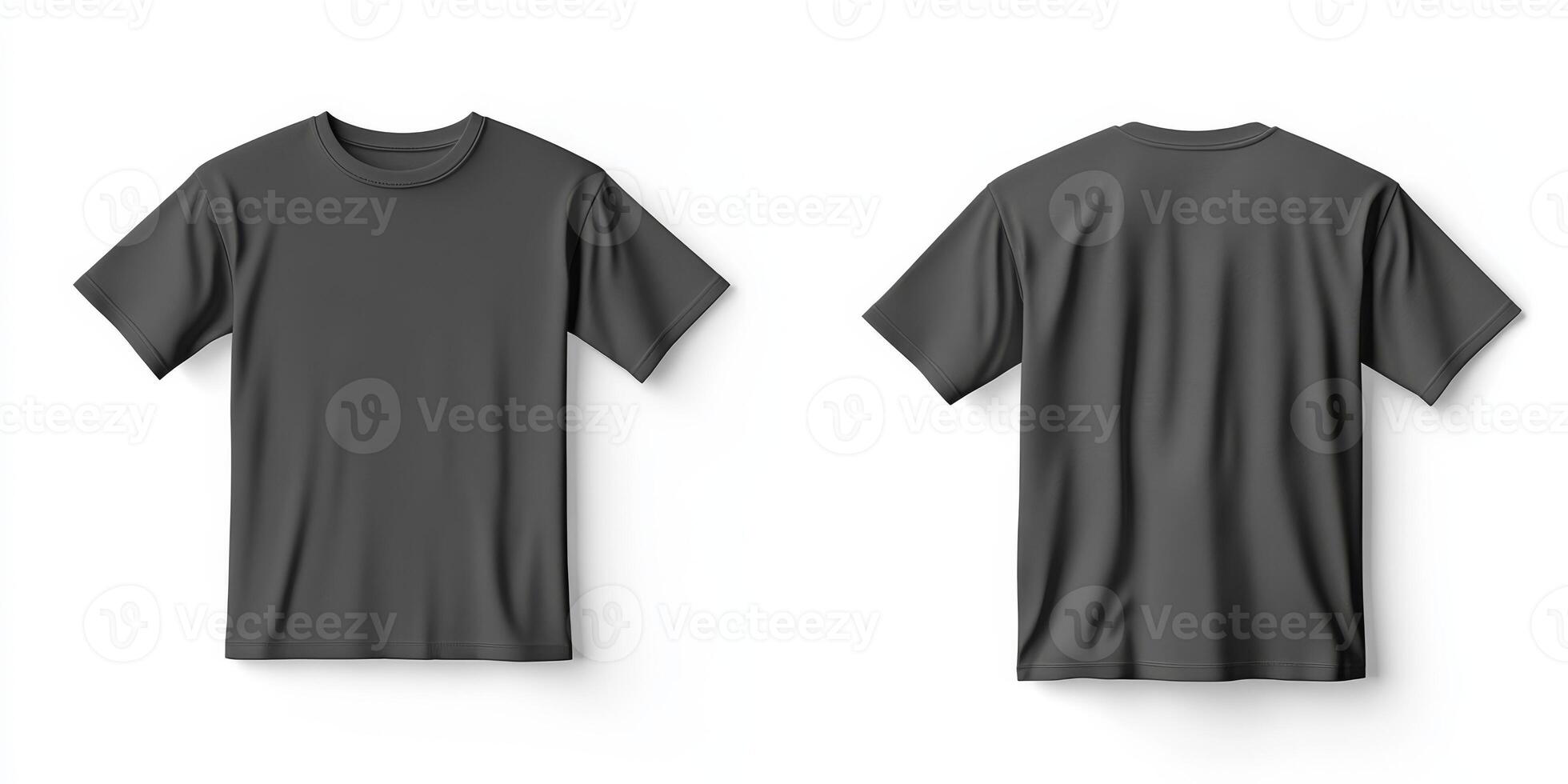 This is a basic wrinkled black tshirt mockup that effectively showcases both the front and back views of the garment. It is an ideal choice for displaying casual attire and for design presentations photo