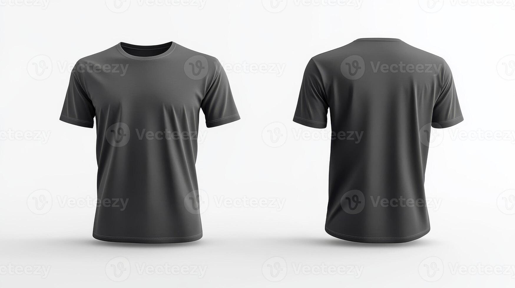 This is a stylish mockup of a basic black tshirt that beautifully showcases both the front and back views of the garment. This mockup is ideal for apparel design and effective branding applications photo
