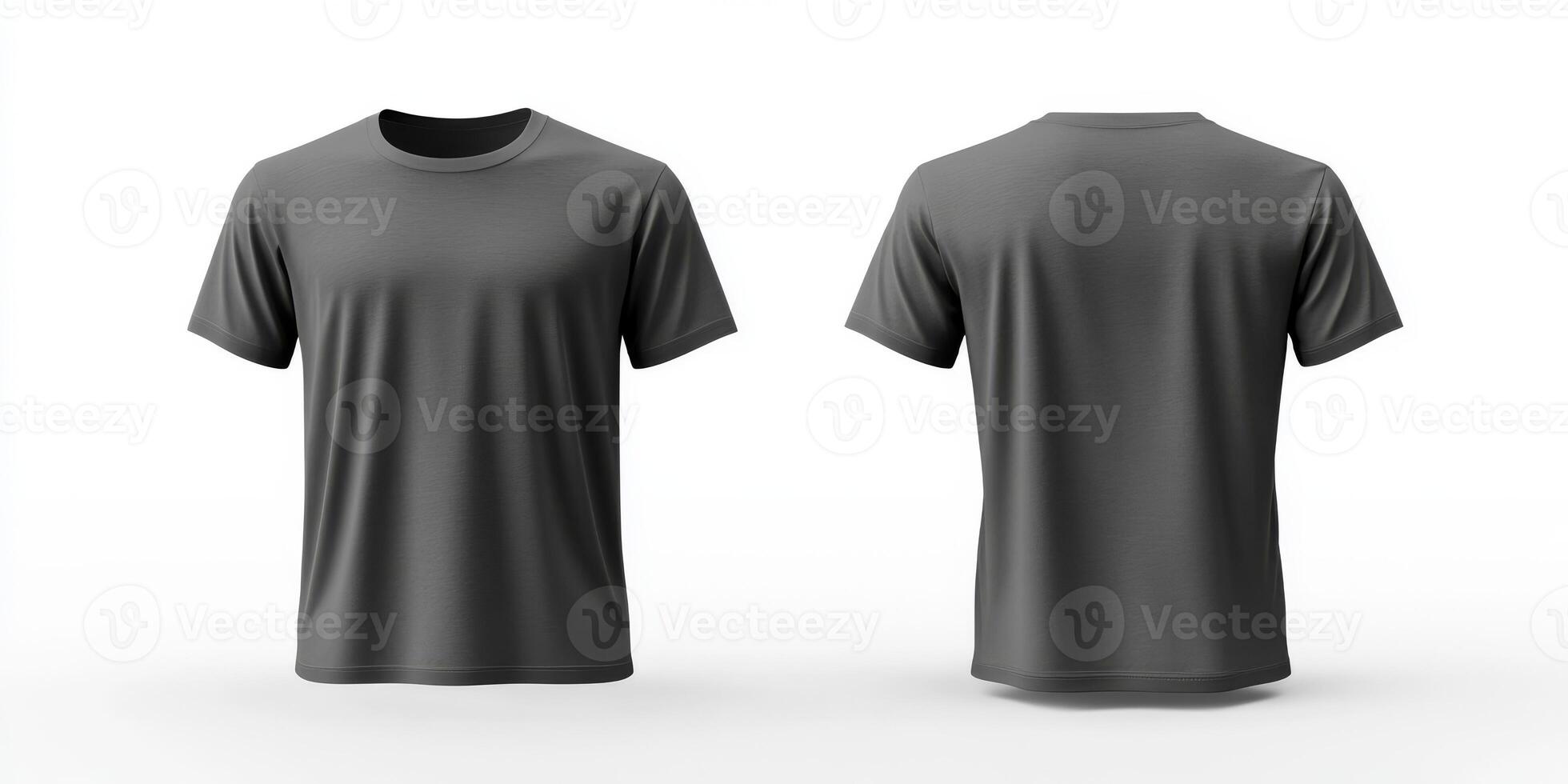 This highquality mockup features a basic black tshirt, showcasing both front and back views of the garment. Its an ideal choice for apparel presentations, marketing campaigns, or branding efforts photo