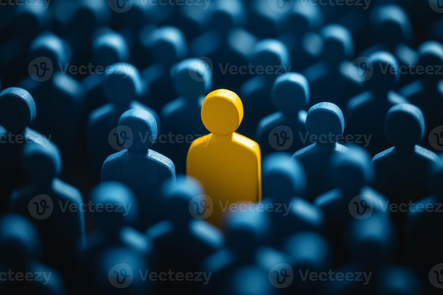 This illustration represents the talent recruitment process, focusing on a unique candidate standing out among many applicants, highlighting their distinctiveness and potential in hiring photo
