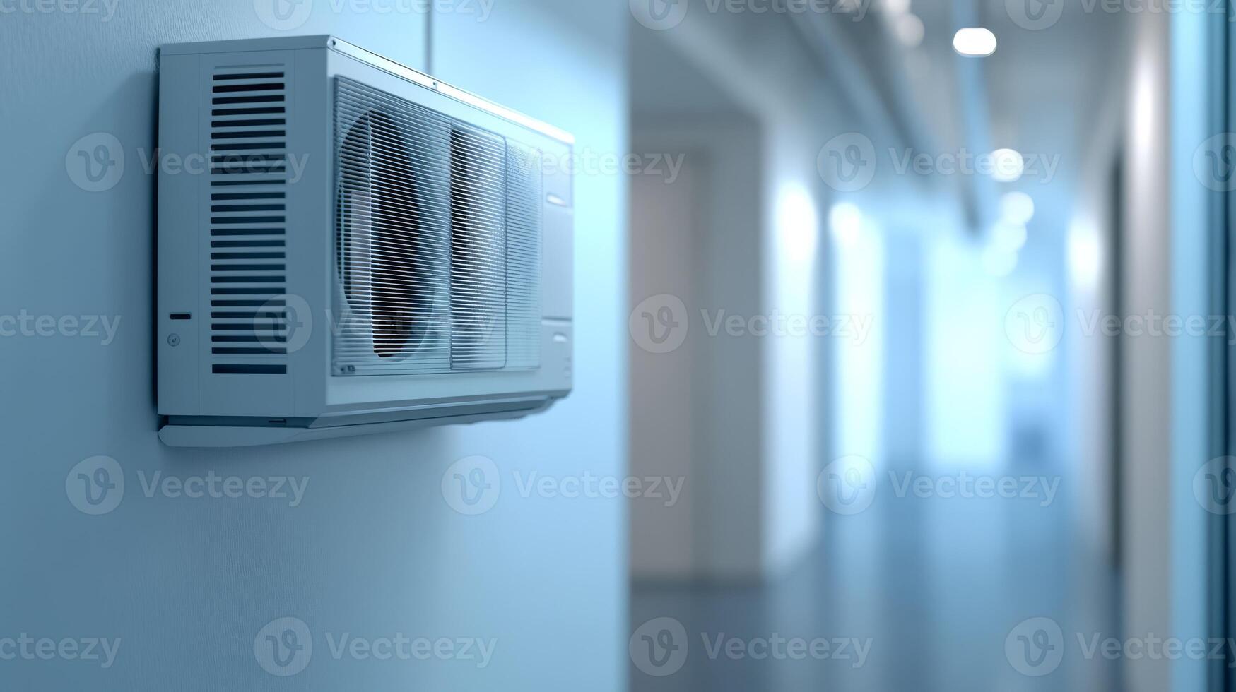 An innovative HVAC system has been installed in a building hallway, providing efficient cooling and heating solutions, ensuring optimal temperature control and comfort for all occupants photo