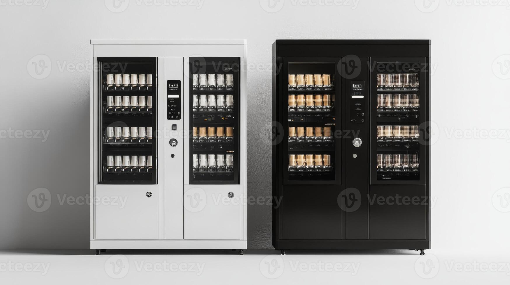 Discover the stylish and sophisticated black and white vending machines designed for serving delicious hot beverages including espresso and cappuccino, an ideal choice for quick refreshment on the go photo
