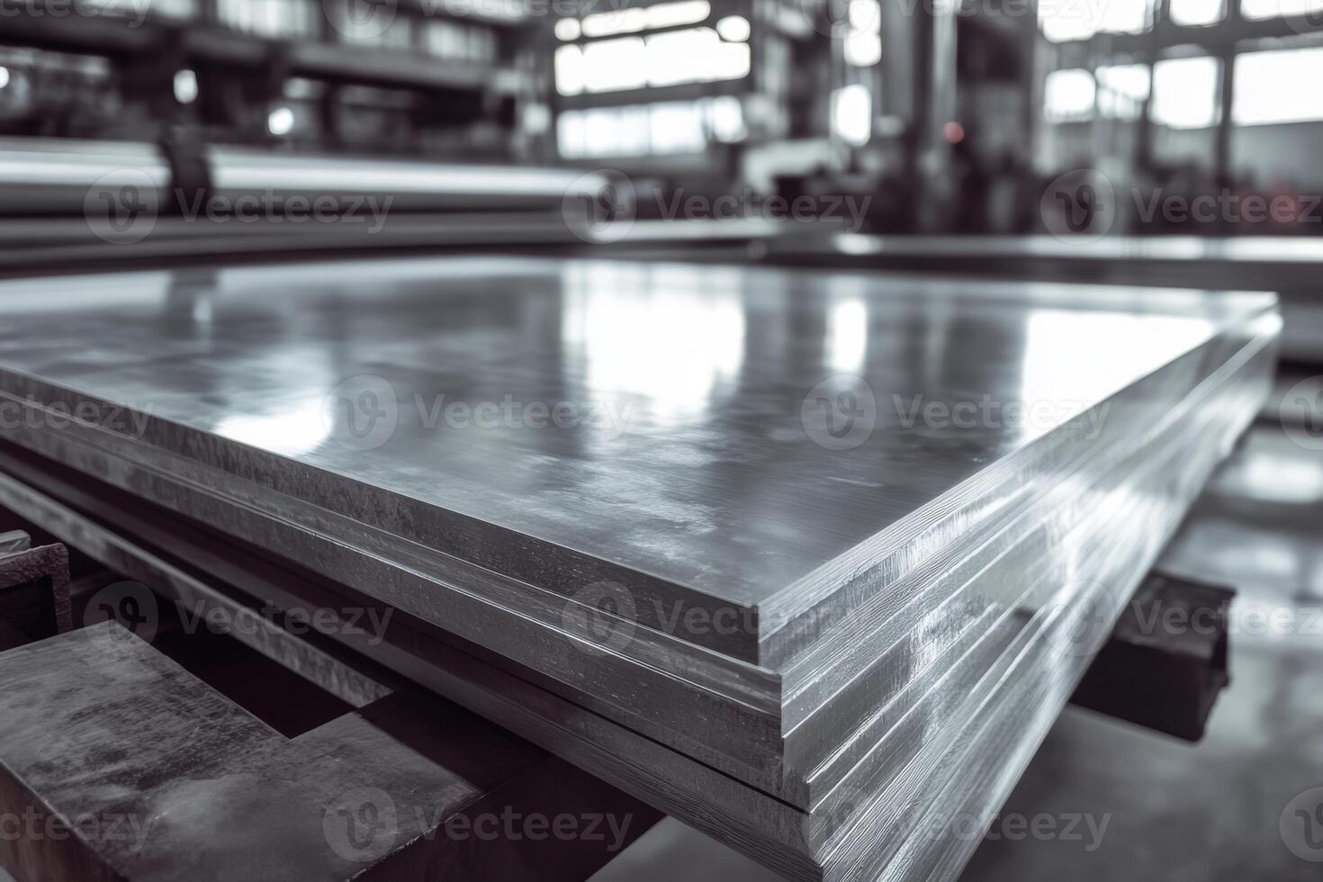 In a busy factory, large sheets of highquality stainless steel are meticulously processed, highlighting the complex industrial workflow and advanced metalworking techniques in modern manufacturing photo