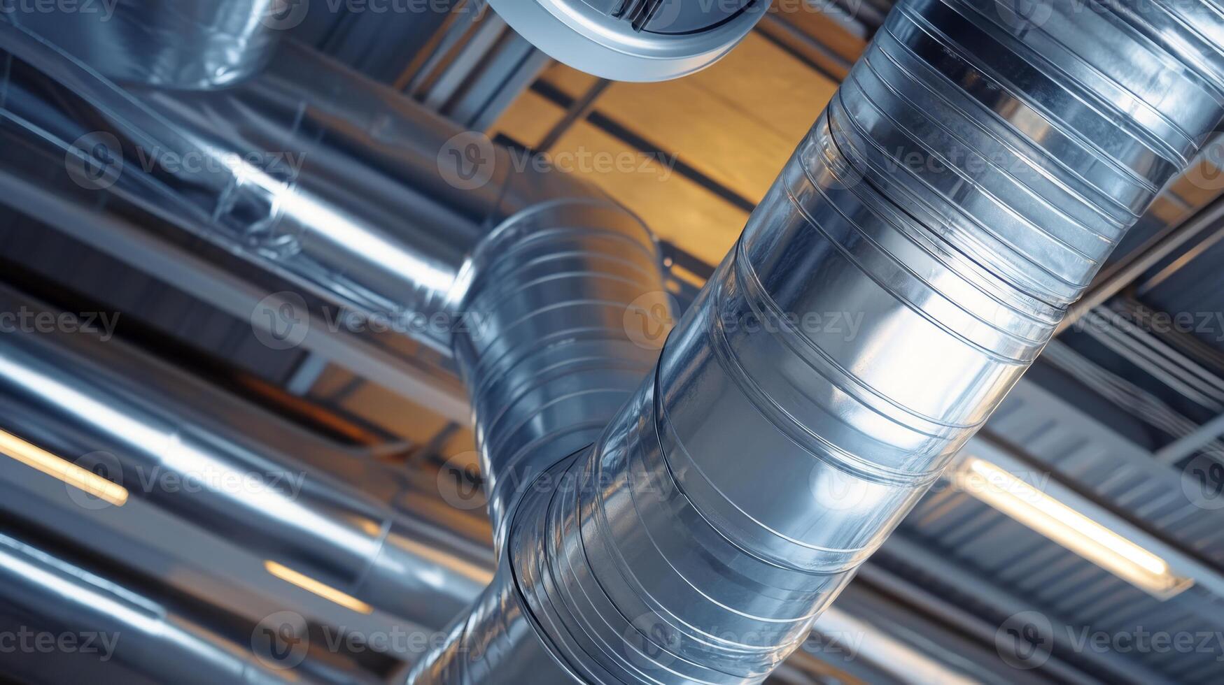 Discover an advanced stateoftheart HVAC system designed with durable steel ductwork for delivering optimal heating and cooling solutions in both modern commercial and residential buildings photo