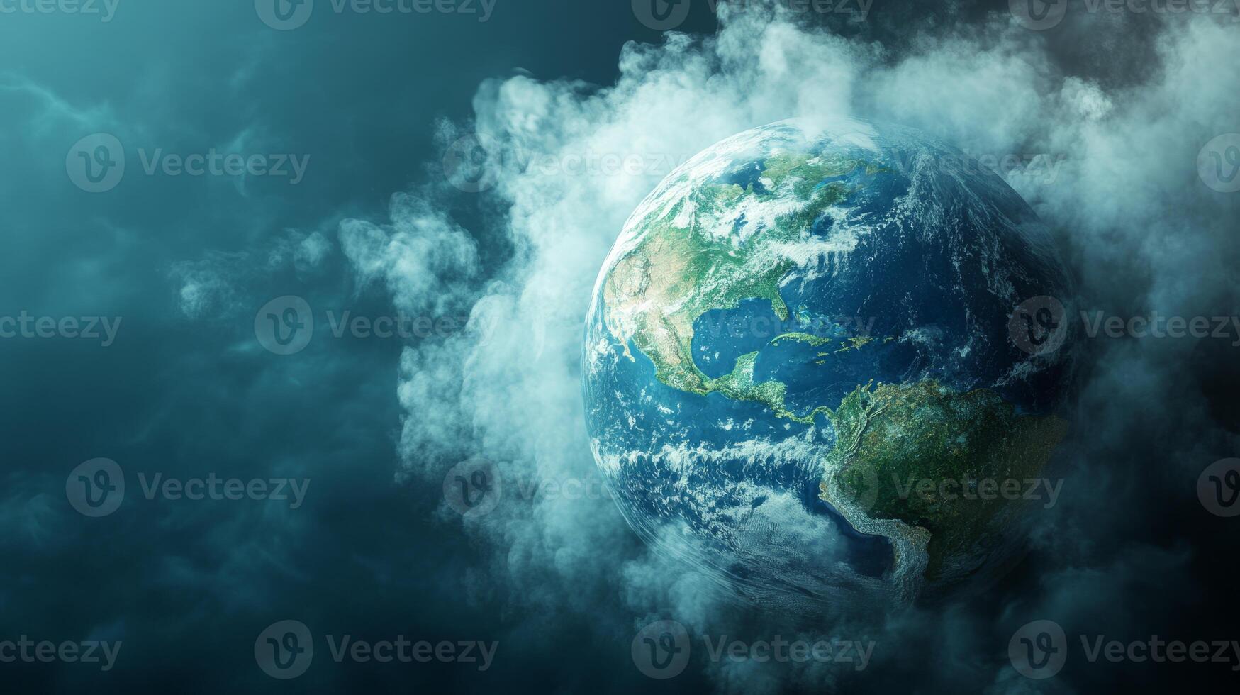 The astonishing view of our beautiful Earth, gracefully surrounded by soft clouds, showcasing its incredible majesty photo