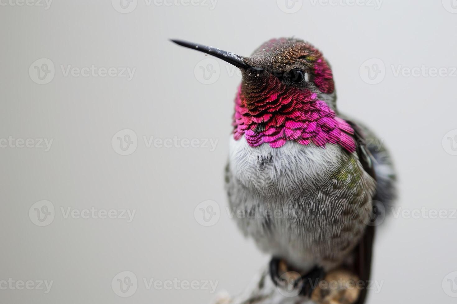 The anas hummingbird standing on the roated isolated on white background photo