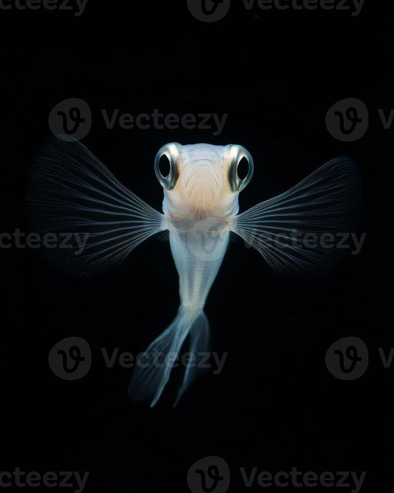 A white fish with big eyes and long fins photo