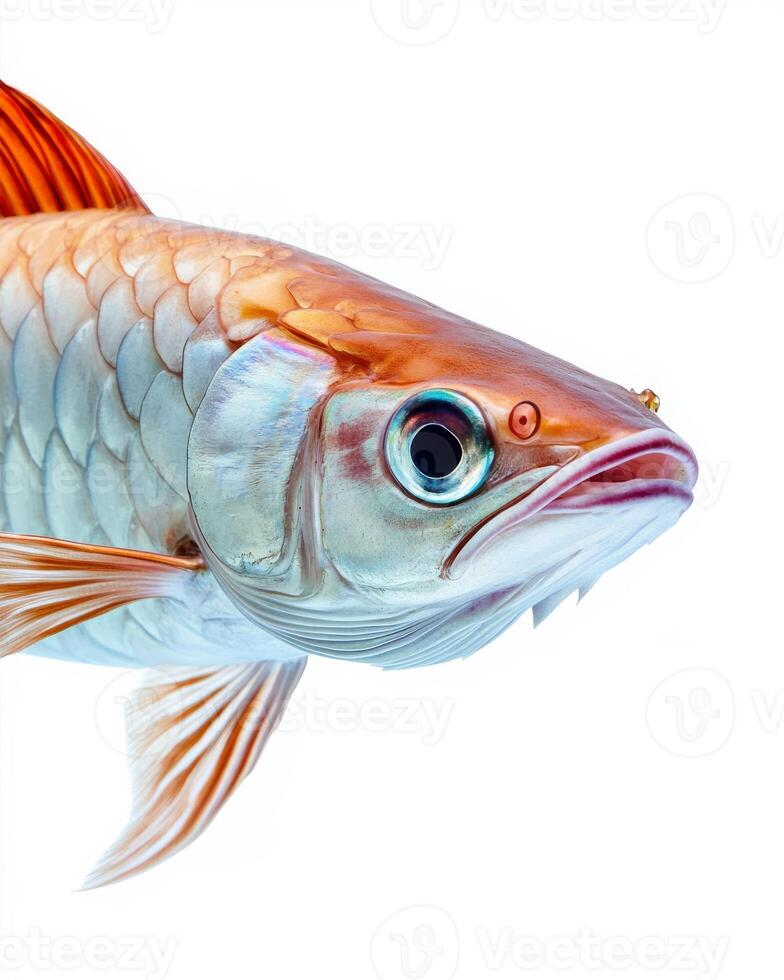 A fish with a long tail and a white body photo
