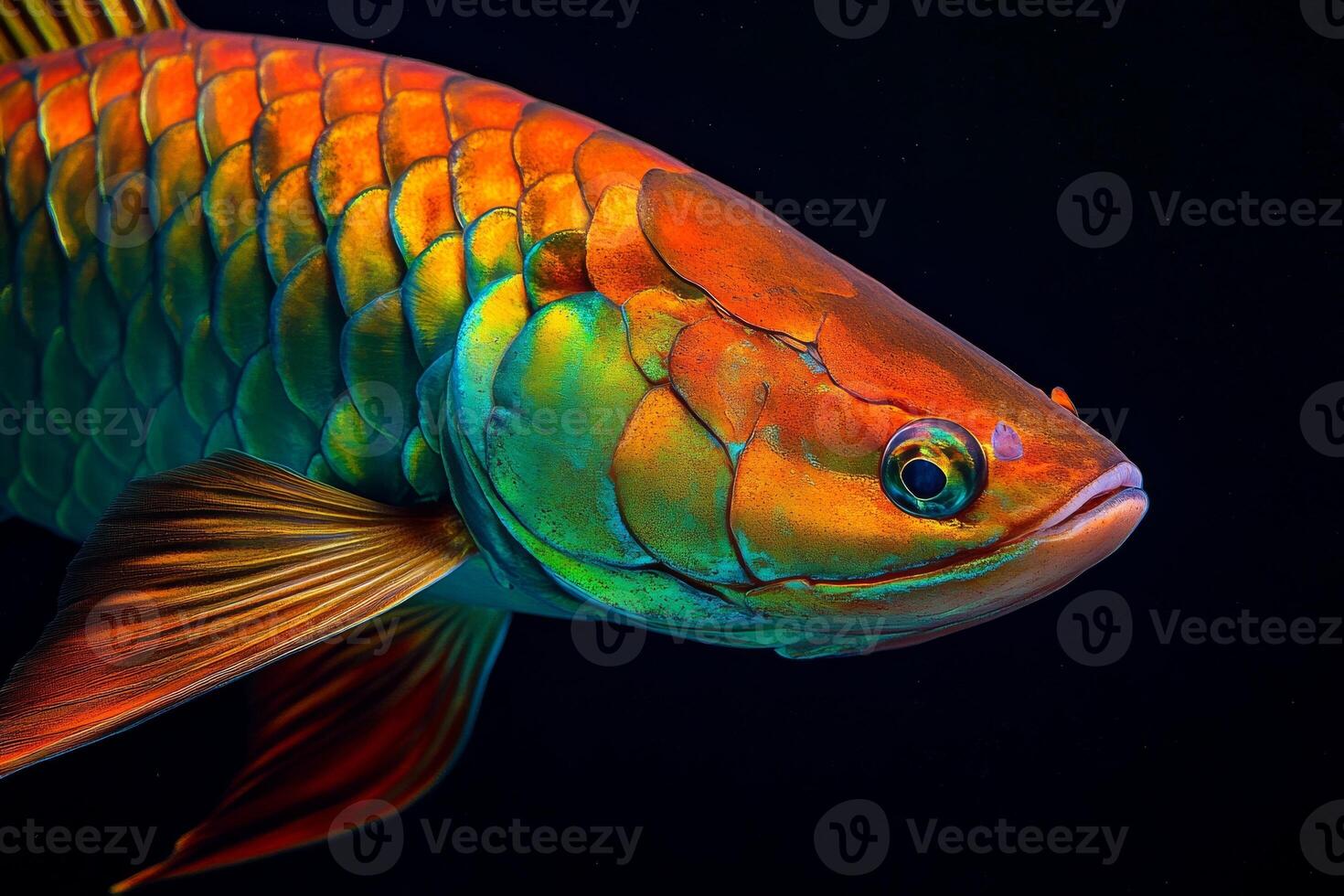 A colorful fish with bright red and orange fins photo