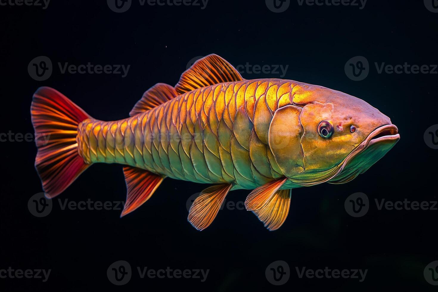A large fish with orange and yellow fins photo