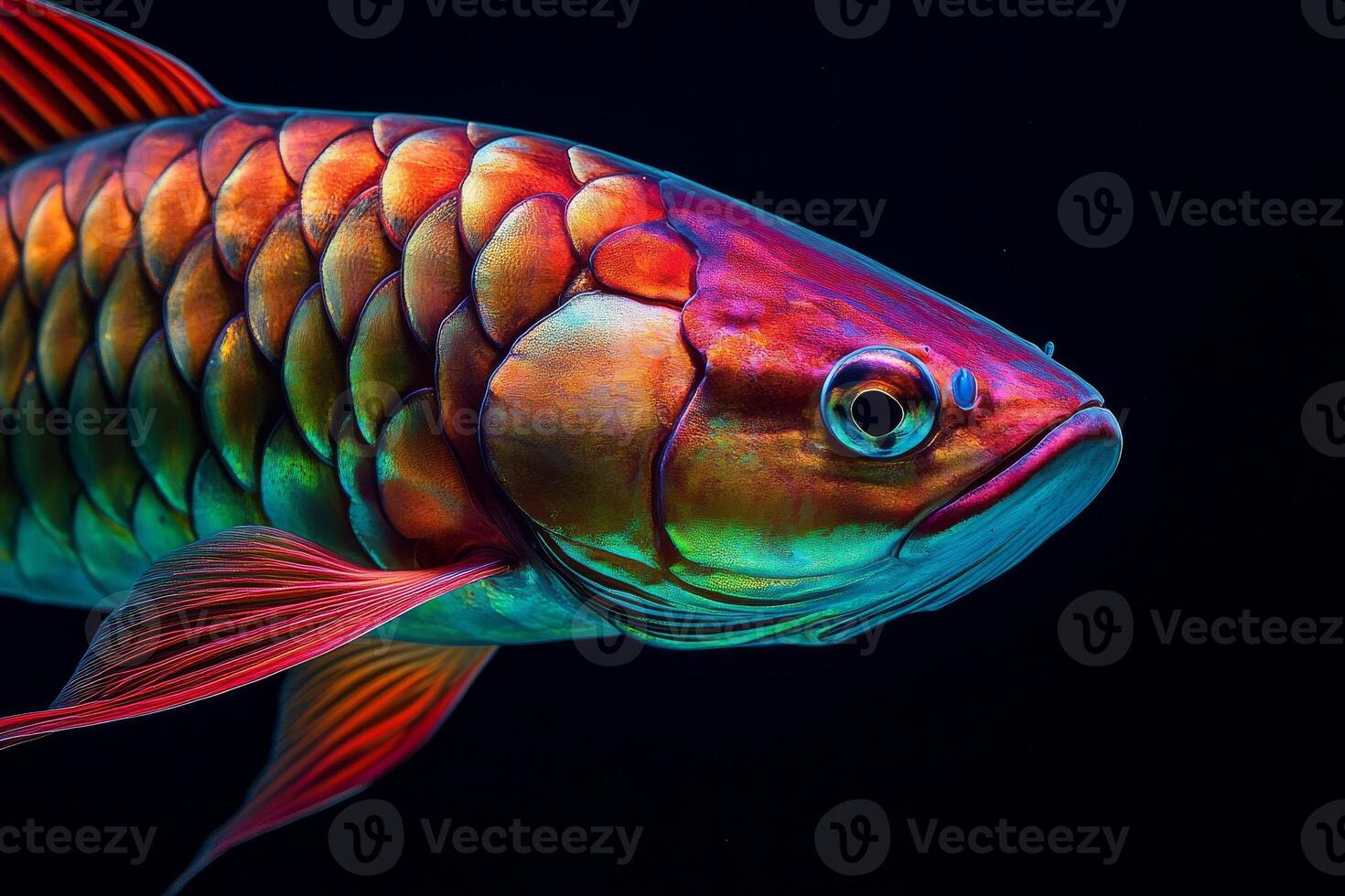 A colorful fish with a black background photo