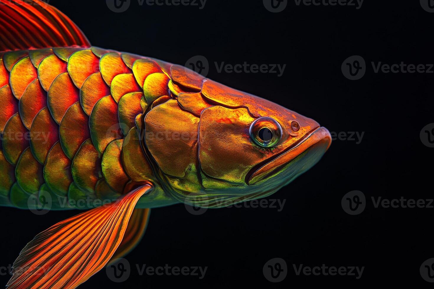 A colorful fish with bright red and orange fins photo