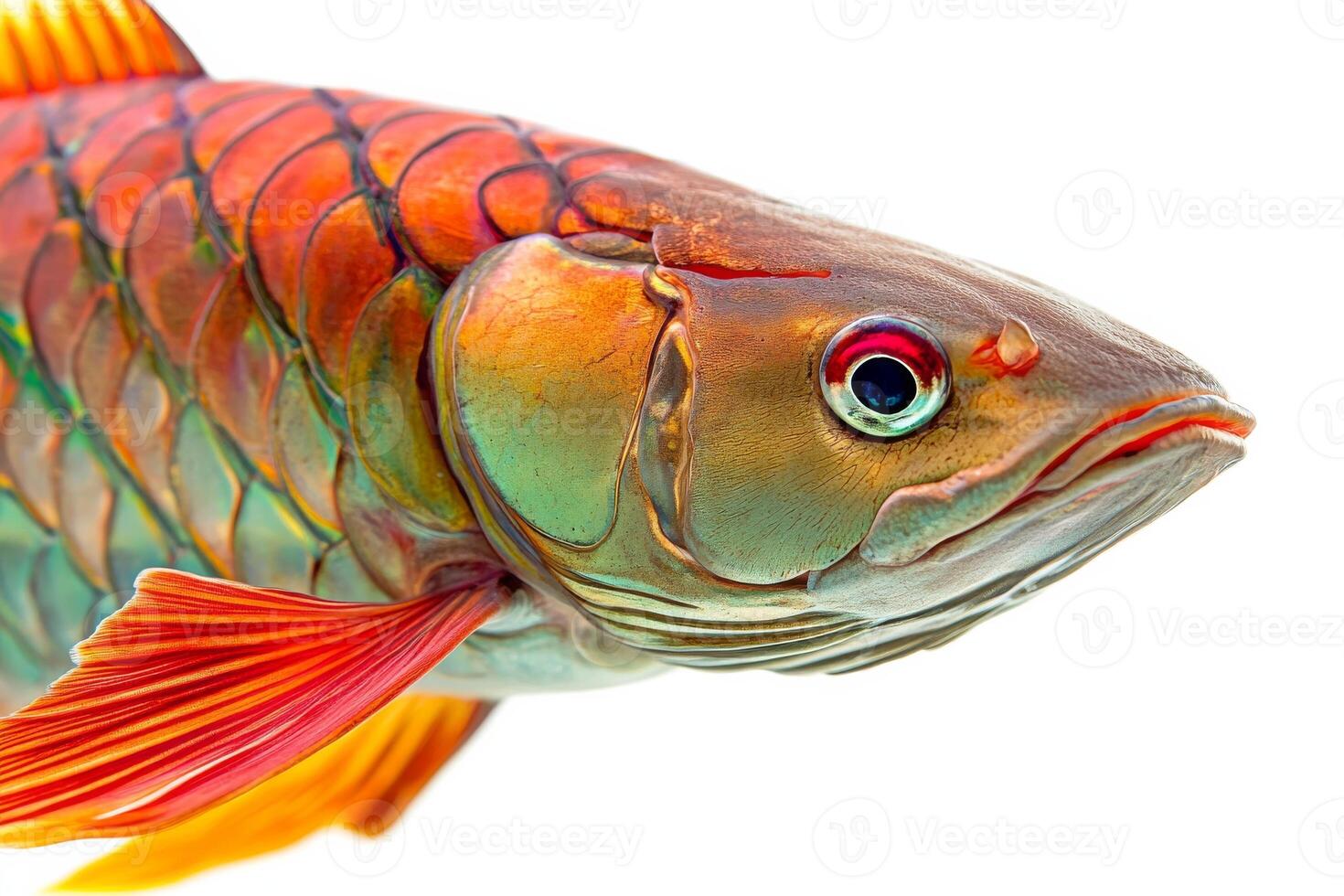 A colorful fish with long fins on a white background photo