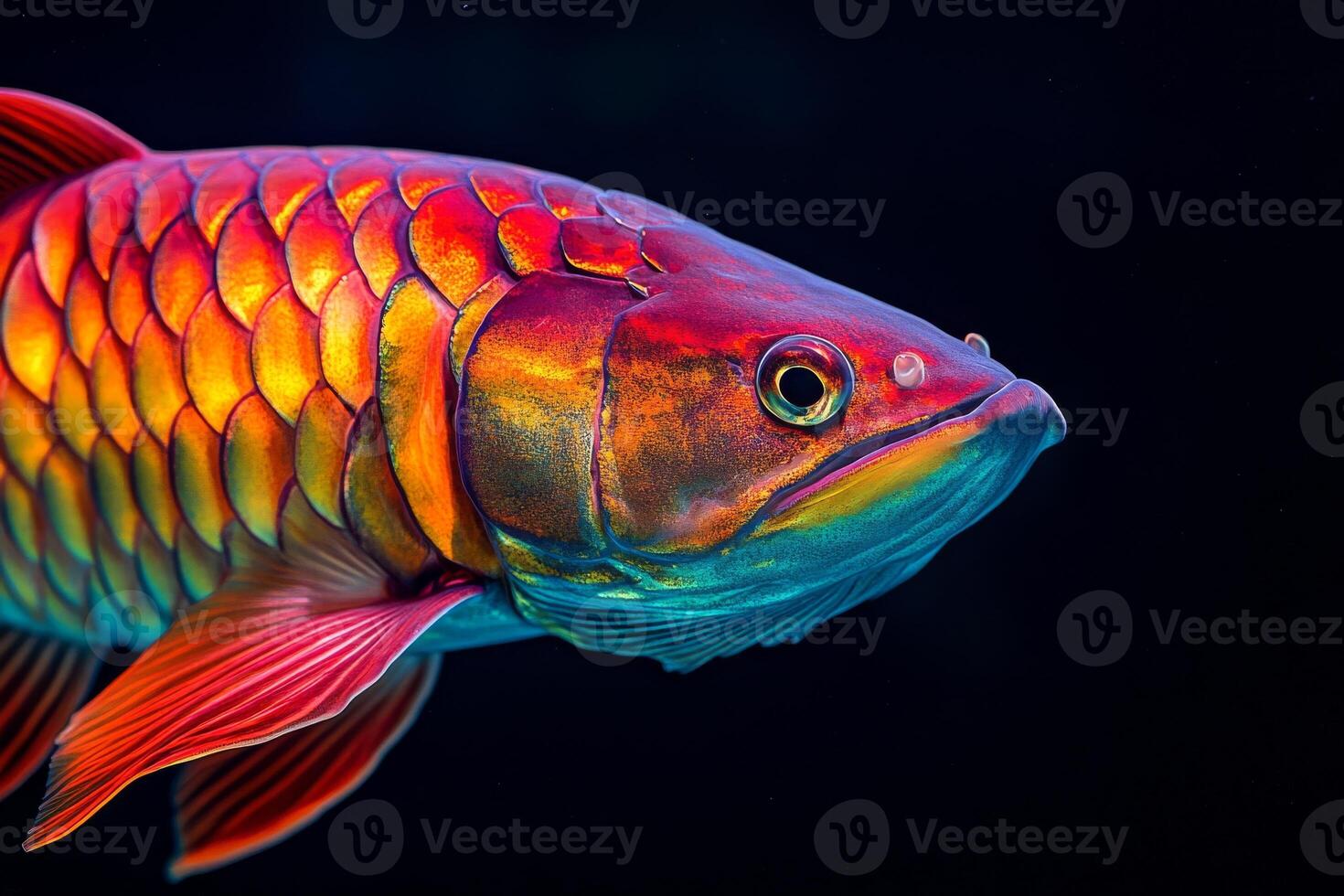 A colorful fish with bright red and orange fins photo