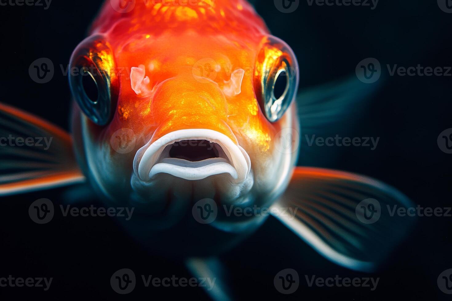 A close up of a fish with its mouth open photo
