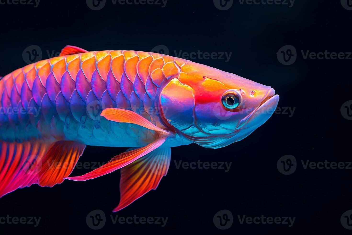 A colorful fish with bright red and blue colors photo