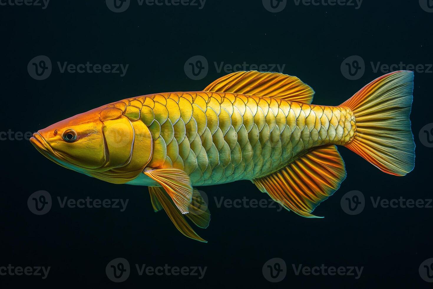 A gold fish swimming in the water photo