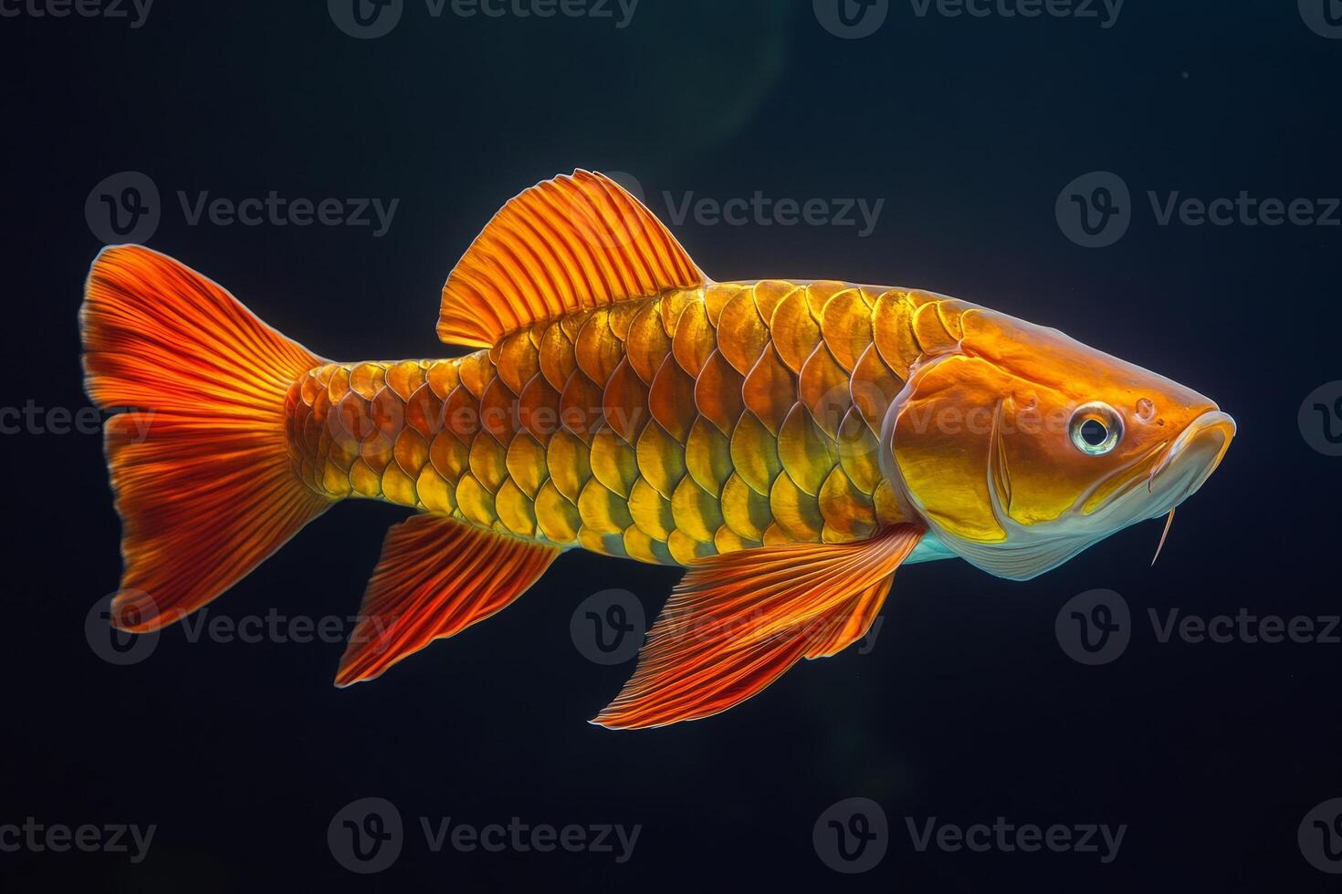 Golden fish in the aquarium photo